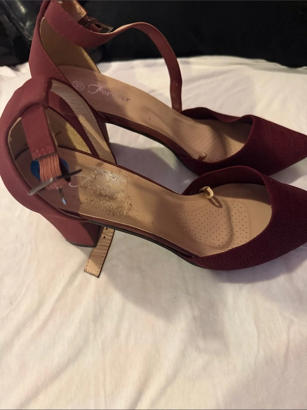 Forever 21 Wine Pointed-Toe Ankle-Strap Heels